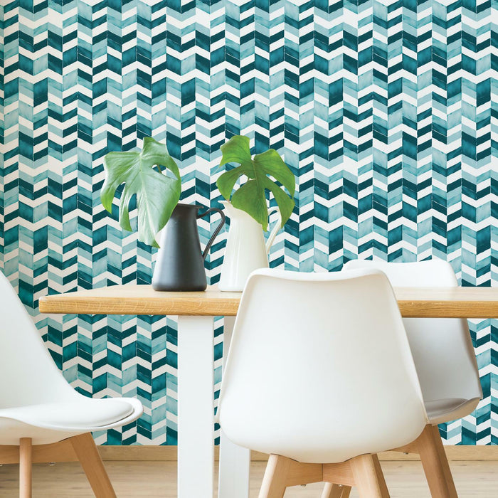 Paul Brent Watercolor Chevron Peel & Stick Wallpaper - EonShoppee