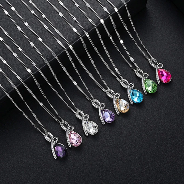 Pendant Necklace Chain "Crystal Drop"