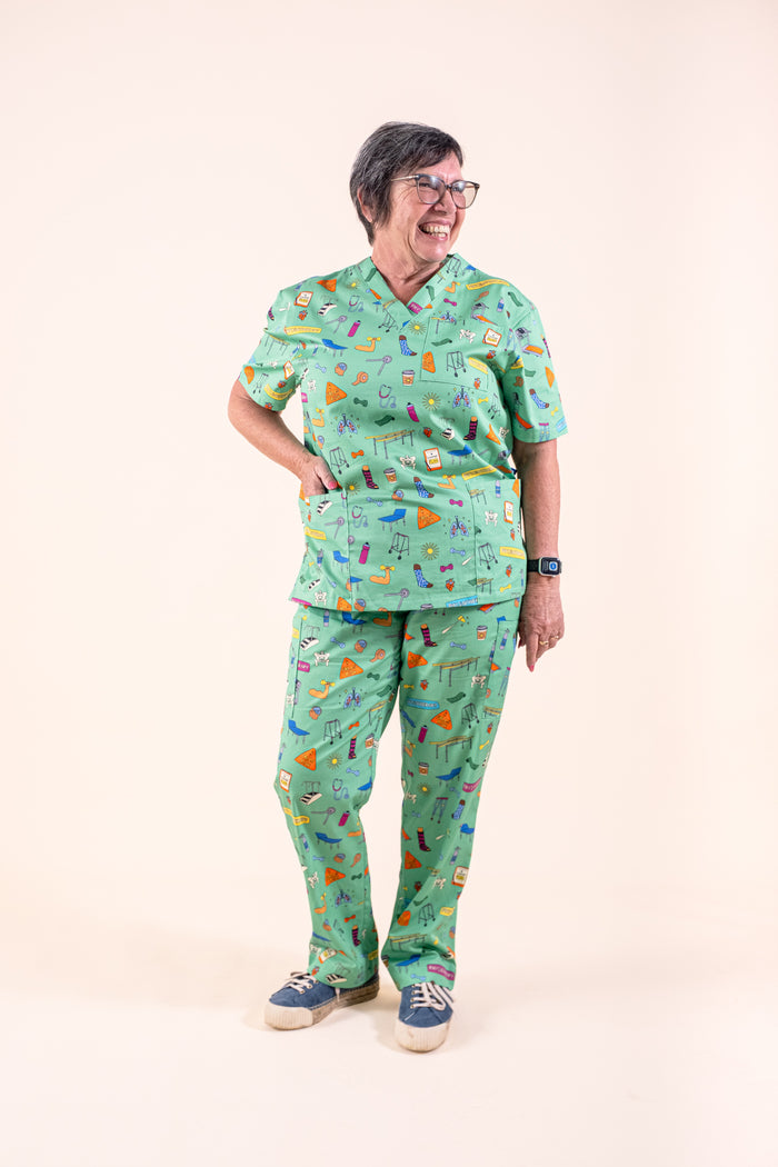 Physiotherapy – Unisex Printed Scrub Top