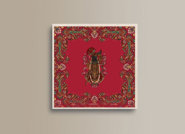 Pichhwai 7 - Srinathji in red florals