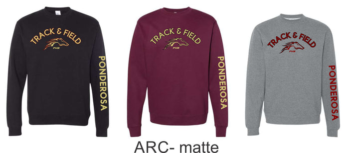 Pondo FAN Track & Field Crewneck Sweatshirt- matte and glitter
