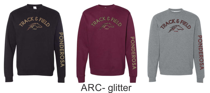 Pondo FAN Track & Field Crewneck Sweatshirt- matte and glitter