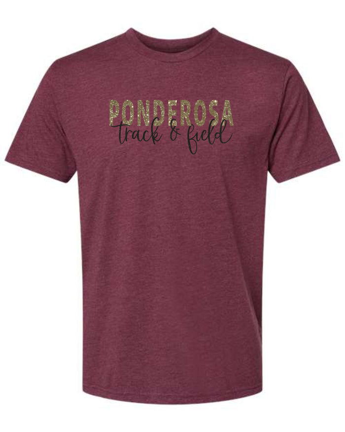 Pondo FAN Track & Field SCRIPT Tee- matte and glitter
