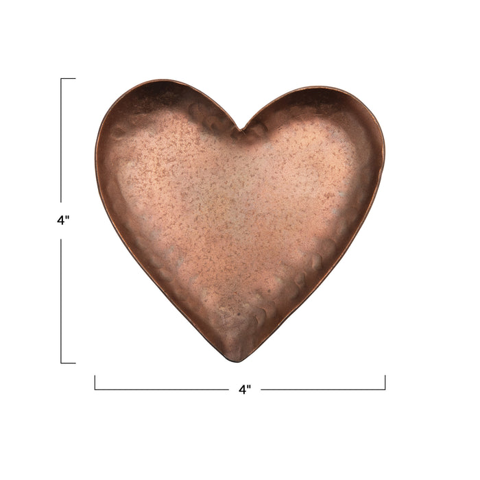 Pounded Metal Copper Heart Dish