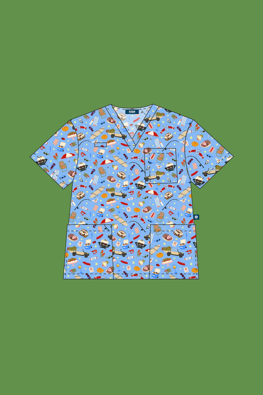 Pre-Order Chrissy Day – Unisex Printed Scrub Top