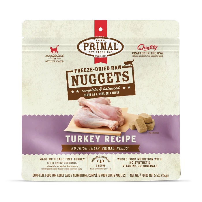 Primal Freeze Dried Raw Turkey Nuggets for Cats