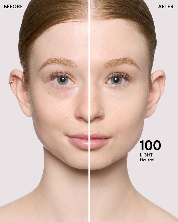 before + after imagery for shade 100 in pro filt'r soft matte longwear foundation