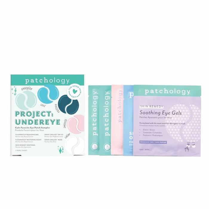 Patchology Project Under Eye kit with assorted eye gel patches and Skin Remedy Soothing Eye Gels, multi-treatment set for hydrating, calming, and revitalizing under-eyes