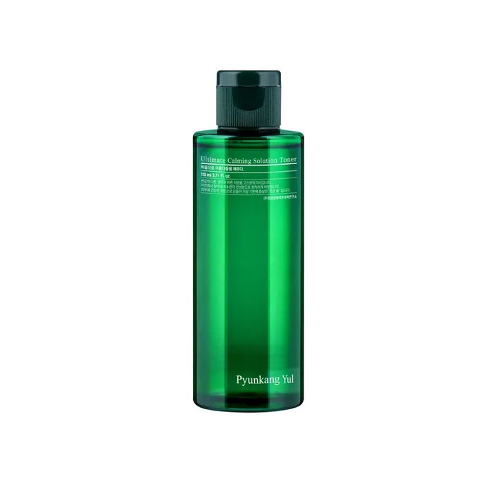 PYUNKANG YUL Ultimate Calming Solution Toner is a soothing and hydrating toner designed to balance and refresh sensitive skin. Infused with calming extracts like Centella Asiatica, Tea Tree, and Honeysuckle, it helps reduce redness and irritation, while Ceramides and Shea Butter strengthen the skin barrier. A blend of five types of Hyaluronic Acid deeply hydrates, leaving skin plump and comfortable. Lightweight and fast-absorbing, this toner preps your skin for the next steps in your routine whi
