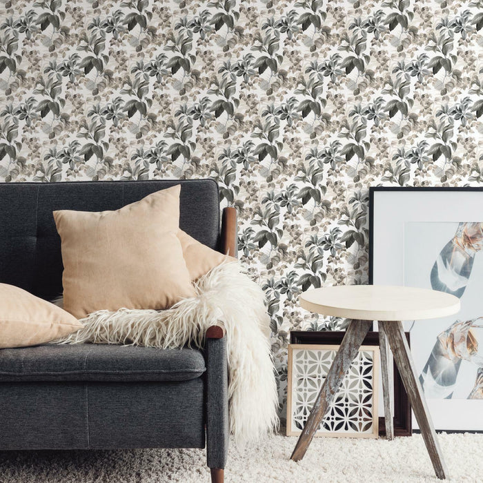 Rainforest Neutral Leaves Peel & Stick Wallpaper - EonShoppee