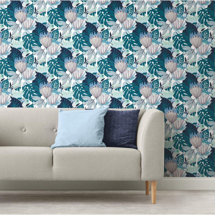 Retro Tropical Leaves Peel & Stick Wallpaper - EonShoppee