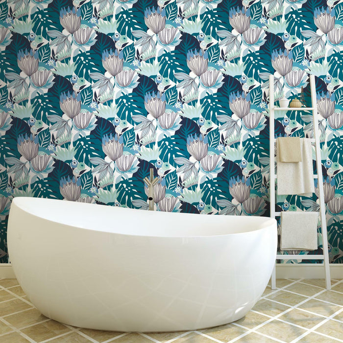Retro Tropical Leaves Peel & Stick Wallpaper - EonShoppee