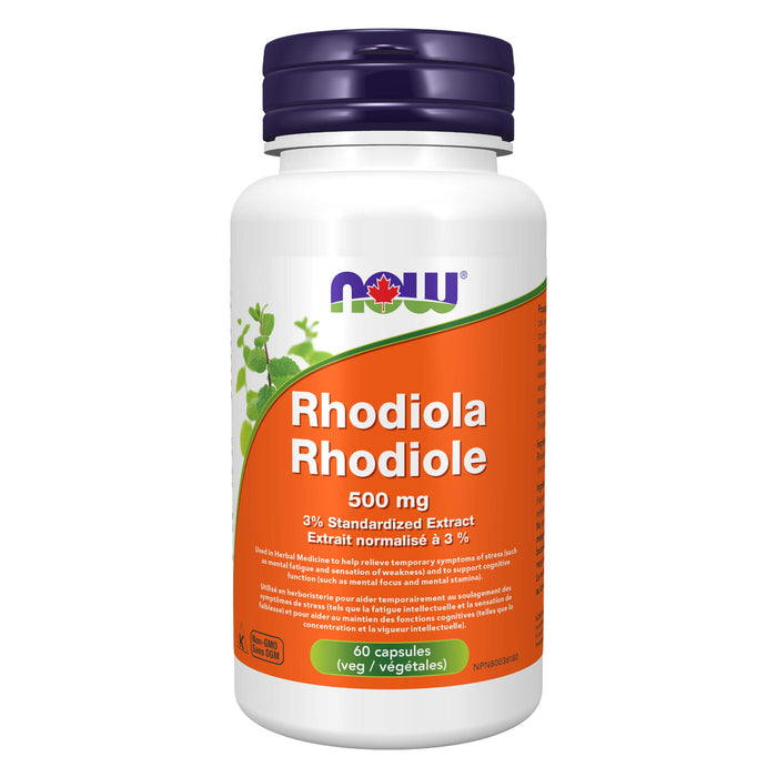 Bottle of NOW Rhodiola (Arctic Root) 500mg 60Capsules