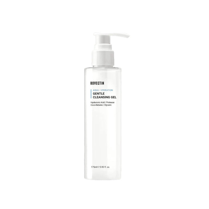 ROVECTIN Aqua Gentle Cleansing Gel is a mild, hydrating cleanser that effectively removes impurities while maintaining the skin's natural moisture balance. Infused with multiple forms of Hyaluronic Acid and Quillaja Saponaria Bark Extract, this cleanser delivers deep hydration and a soothing cleanse, leaving the skin soft and refreshed. Its gentle, sulfate-free formula is perfect for all skin types, including sensitive and dry skin, providing a non-stripping, calming cleansing experience. Ideal