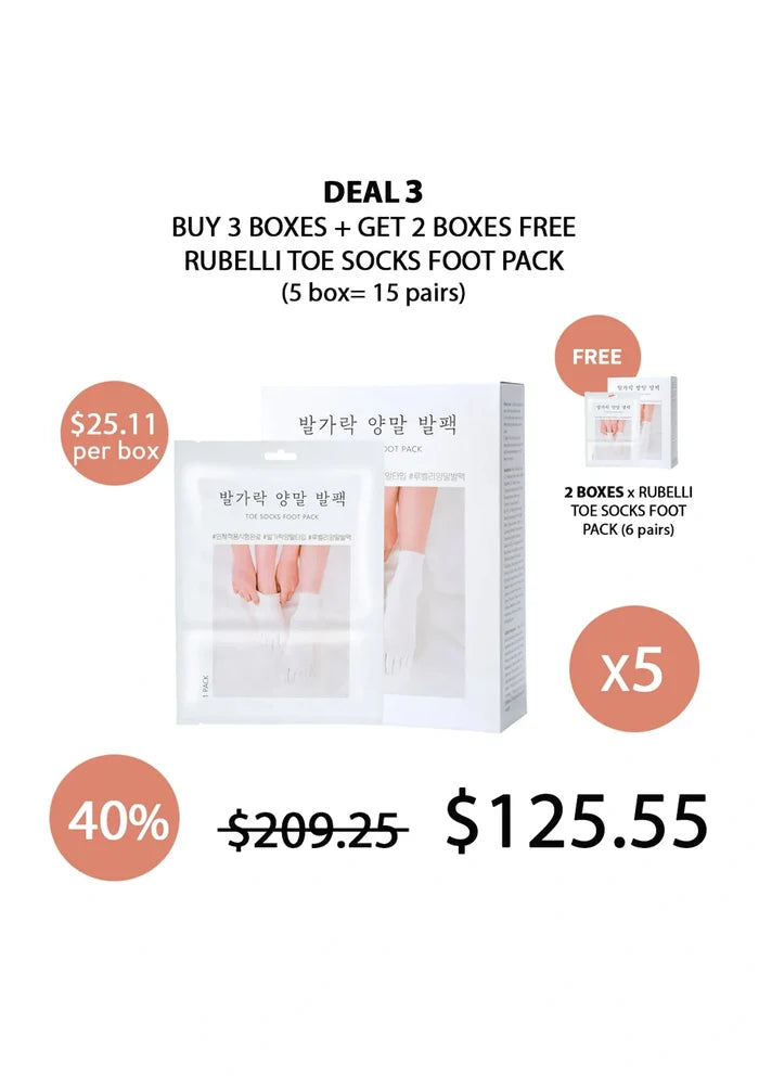 (BUY 3+2 FREE) RUBELLI TOE SOCKS FOOT PACK