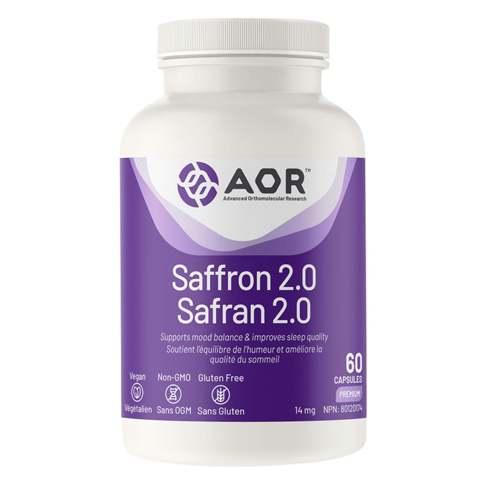 Bottle of AOR Saffron 2.0 60 Capsules