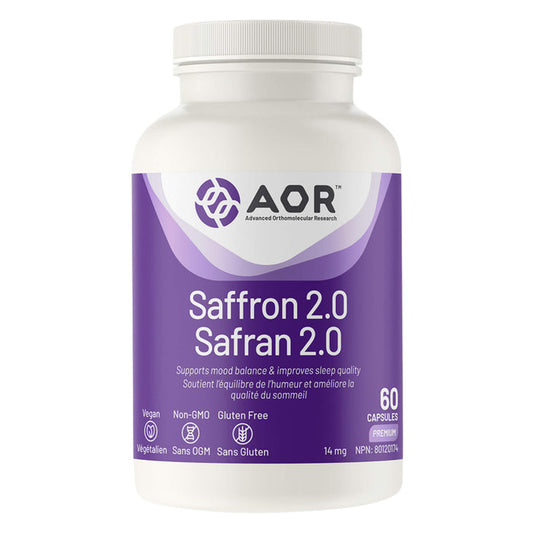 Bottle of AOR Saffron 2.0 60 Capsules