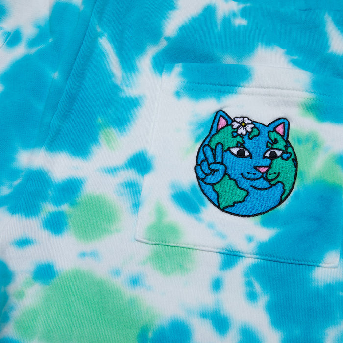 RIPNDIP Save the World Sweatshorts (Aqua/Green Tie Dye)