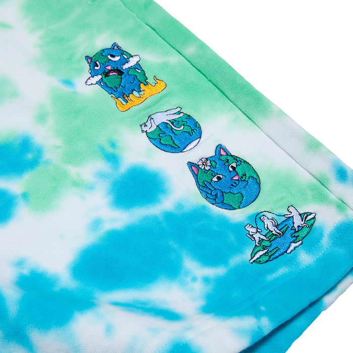 RIPNDIP Save the World Sweatshorts (Aqua/Green Tie Dye)