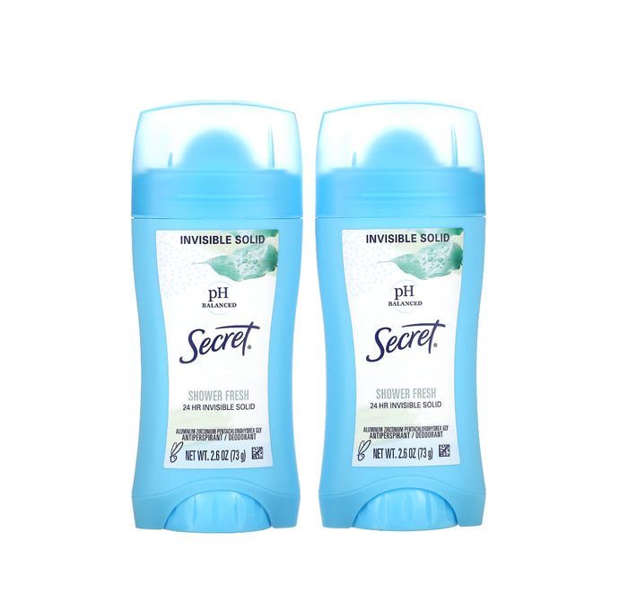 Secret pH Balanced Antiperspirant/Deodorant Invisible Solid shower Fresh (Twin Pack)