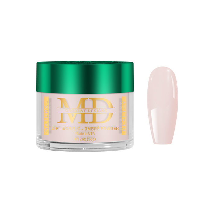 Jar of MD powder with a pink nail tip color swatch on a white background