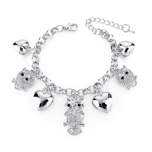 Silver Plated Bracelet  "I Love Owls"