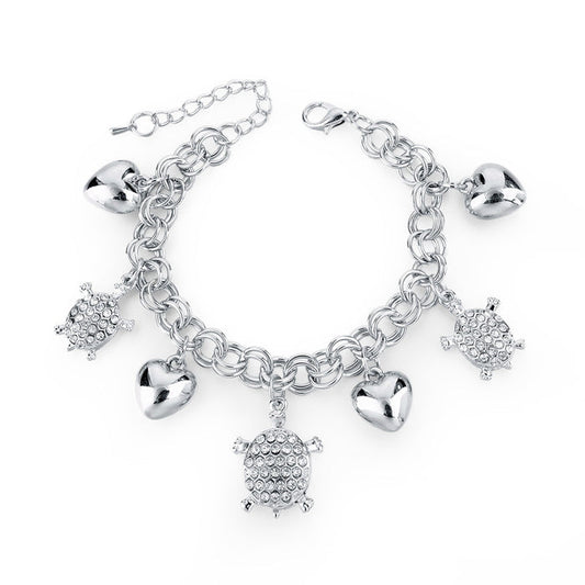 Silver Plated Bracelet "I Love Turtles"