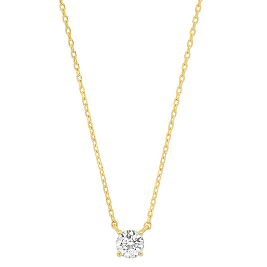 Gold chain necklace with small round CZ pendant