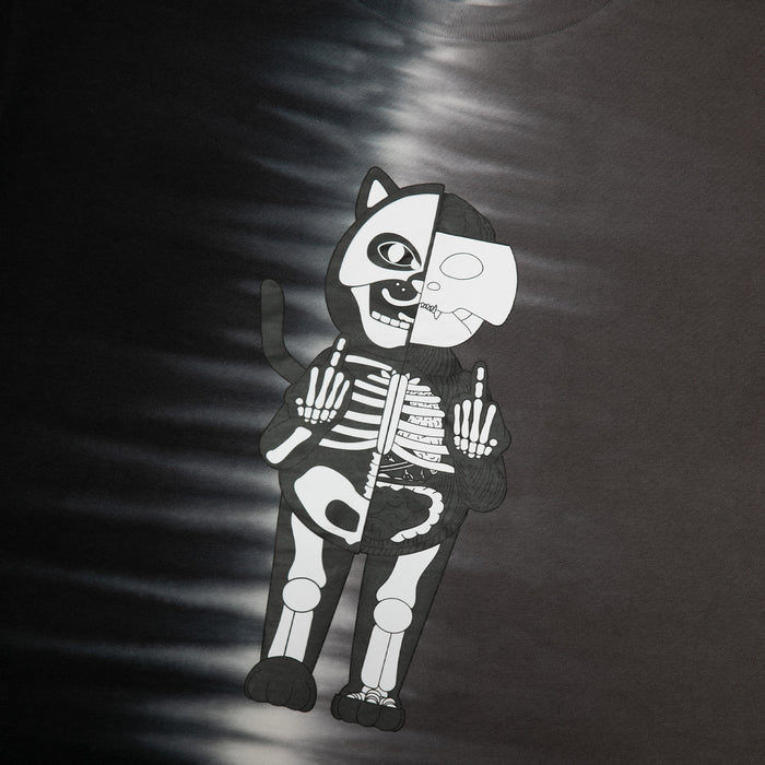 RIPNDIP Skelly Anatomy Split Tie Dye Tee (Black/Charcoal Split Tie Dye)