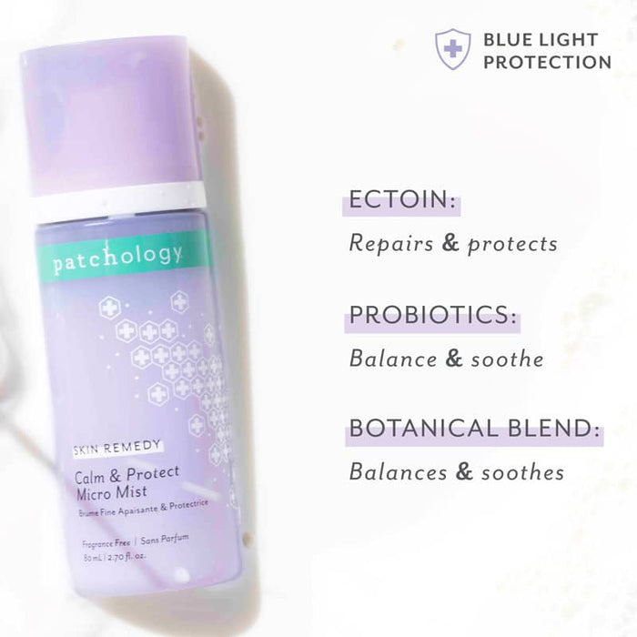 blue light protection skin remedy mist with ectoin to repair and protect plus probiotics to balance and soothe and botanical blend that balances and soothes your skin