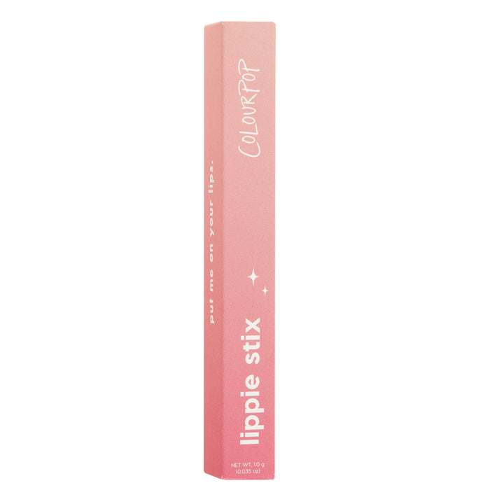 ColourPop Lippie Stix Slacker standing upright in its pink gradient box with white “lippie stix” and ColourPop branding, small sparkle icons, and 1.0 g (0.035 oz) label, shown on a clean white background.