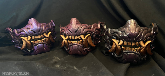 SNARL HALF MASK- IRIDESCENT PURPLE WITH GOLD