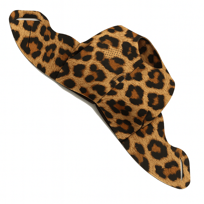 Leopard print cushion on a white background