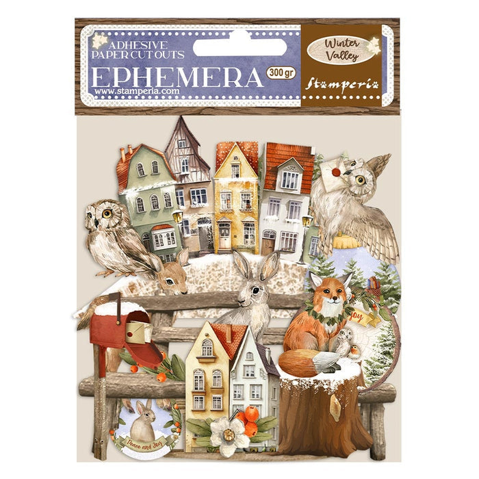 Stamperia Cardstock Ephemera Adhesive Paper Cut Outs - Winter Valley