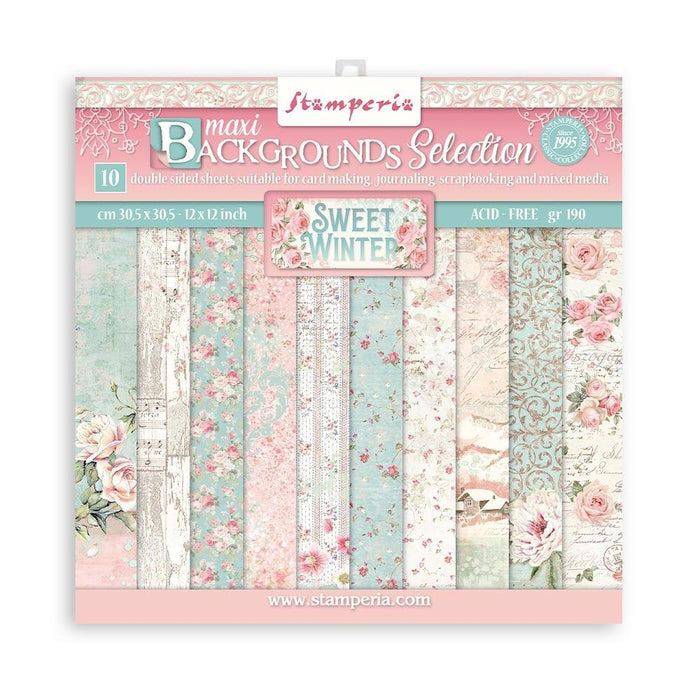 Stamperia Double-Sided Paper Pad 12"X12" - Sweet Winter Backgrounds
