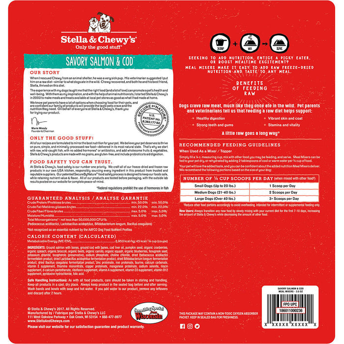 Stella & Chewy's Freeze-Dried Savory Salmon & Cod Meal Mixer for Dogs