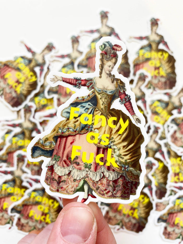 Funny "Fancy as Fuck" sticker by The Coin Laundry, featuring bold lettering on a colorful background.