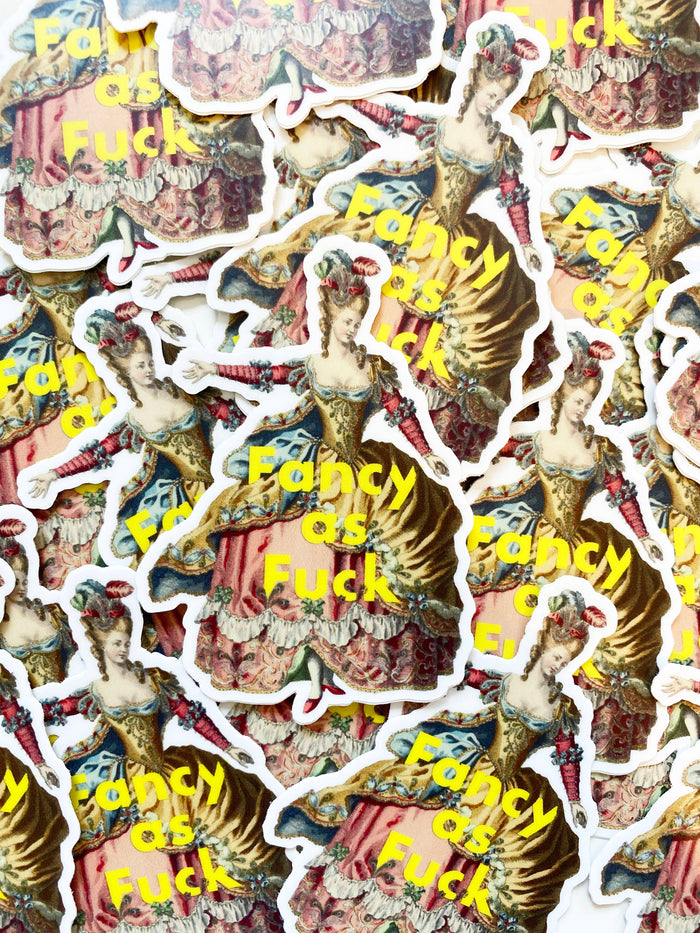 Funny "Fancy as F*ck" sticker from The Coin Laundry, featuring bold black text on a white background.