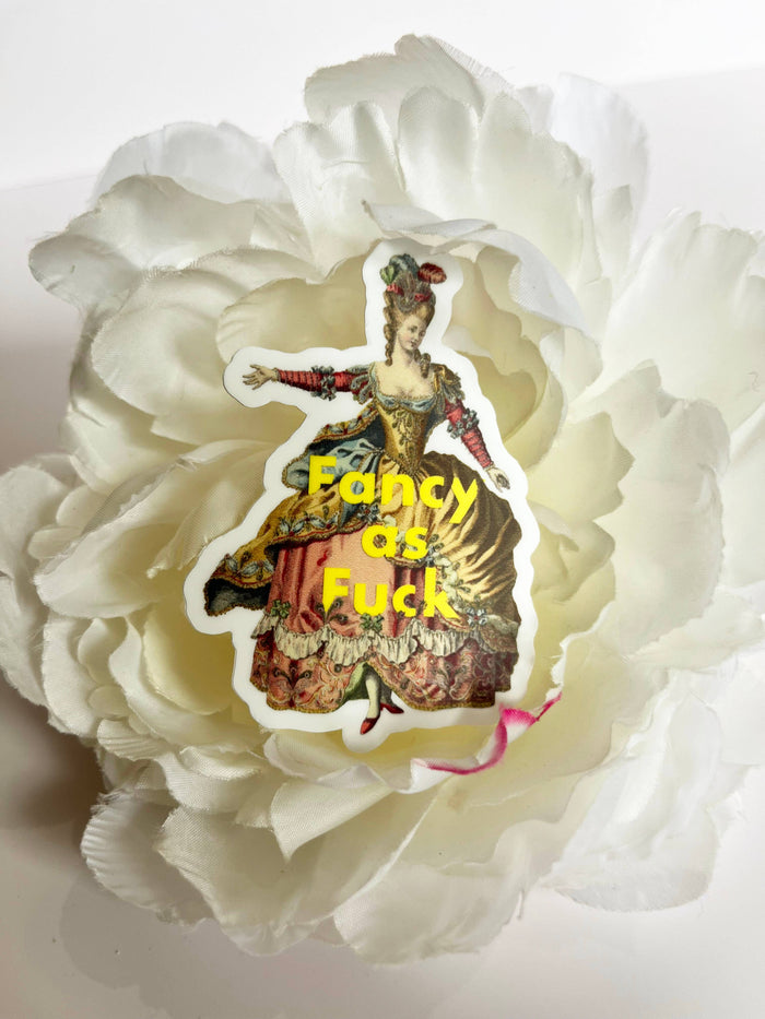 Funny "Fancy as F**k" sticker from The Coin Laundry, featuring bold, colorful text on a clear background.