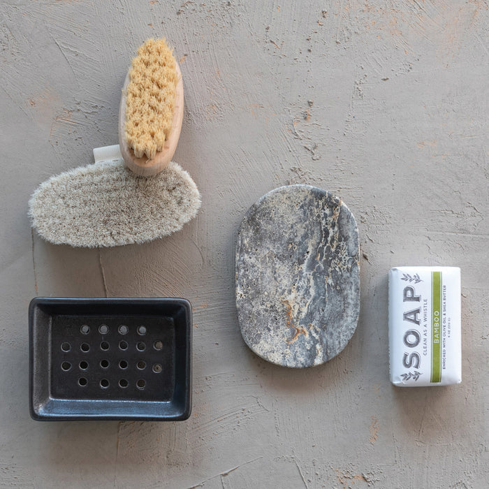 Stoneware Footed Soap Dish