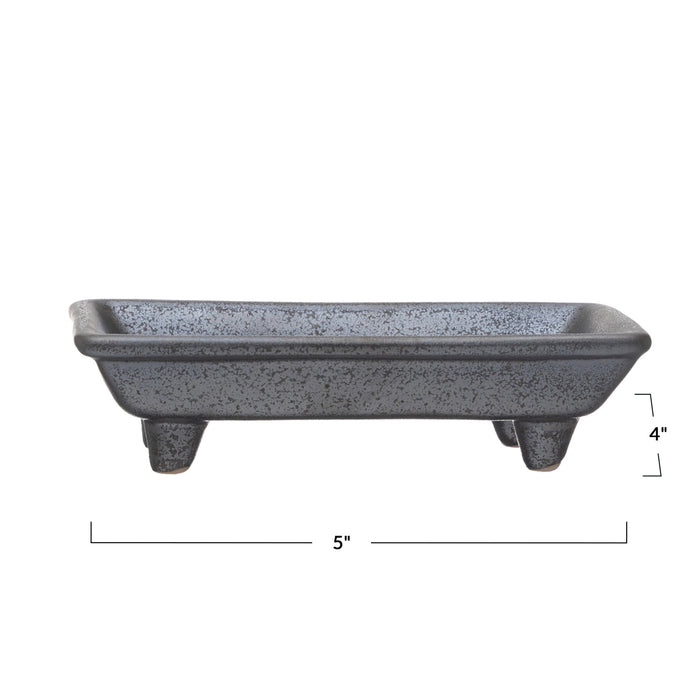Stoneware Footed Soap Dish
