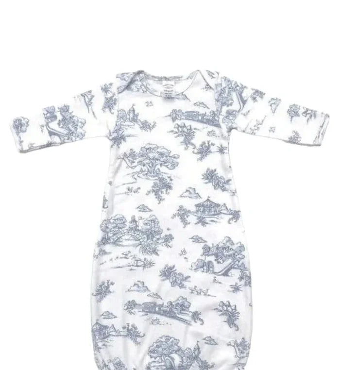 Storyland Toile Bamboo Baby Gown Blue