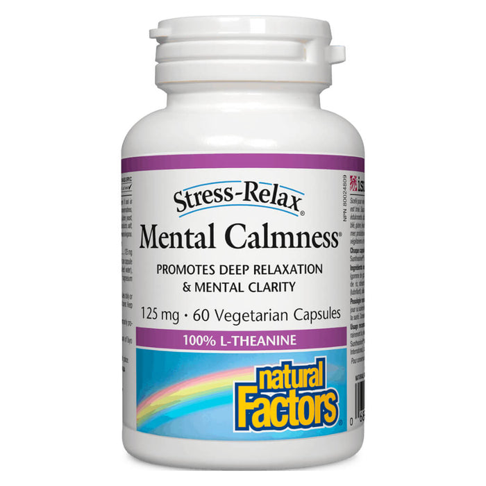 Bottle of Natural Factors Stress-Relax® Mental Calmness L-Theanine 125 mg 60 Vegetarian Capsules
