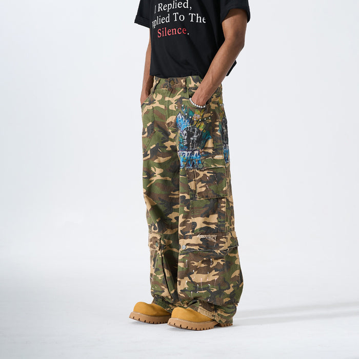 Style Camouflage Distressed Denim Pants