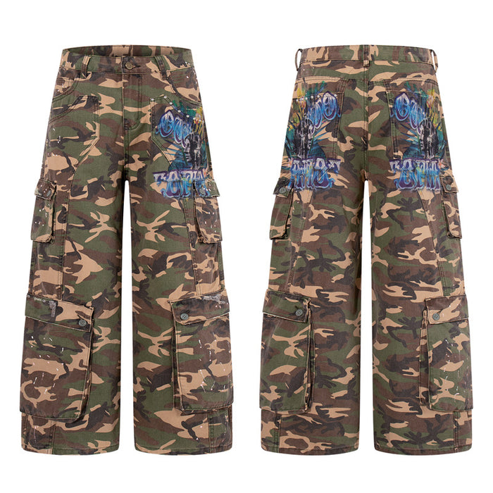 Style Camouflage Distressed Denim Pants