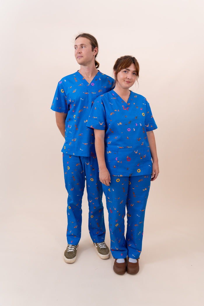 Summer Swims - Unisex Printed Scrub Top