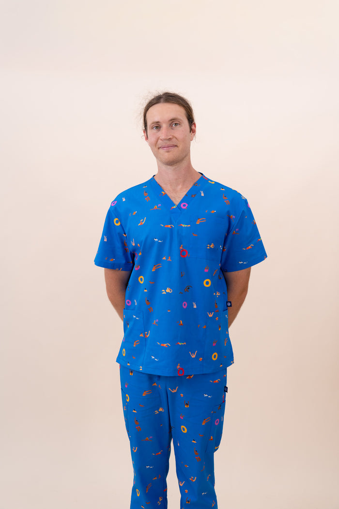 Summer Swims - Unisex Printed Scrub Top
