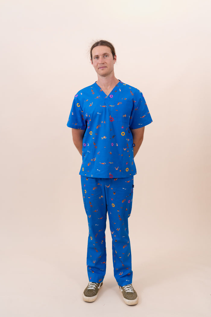 Summer Swims - Unisex Printed Scrub Top