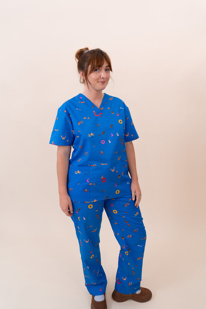 Summer Swims - Unisex Printed Scrub Top