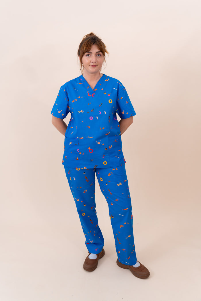 Summer Swims - Unisex Printed Scrub Top